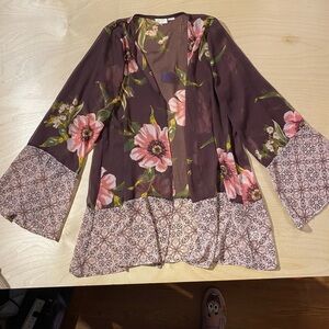 Parc & Lex Floral Sheer Kimono Cardigan Medium (OQ)